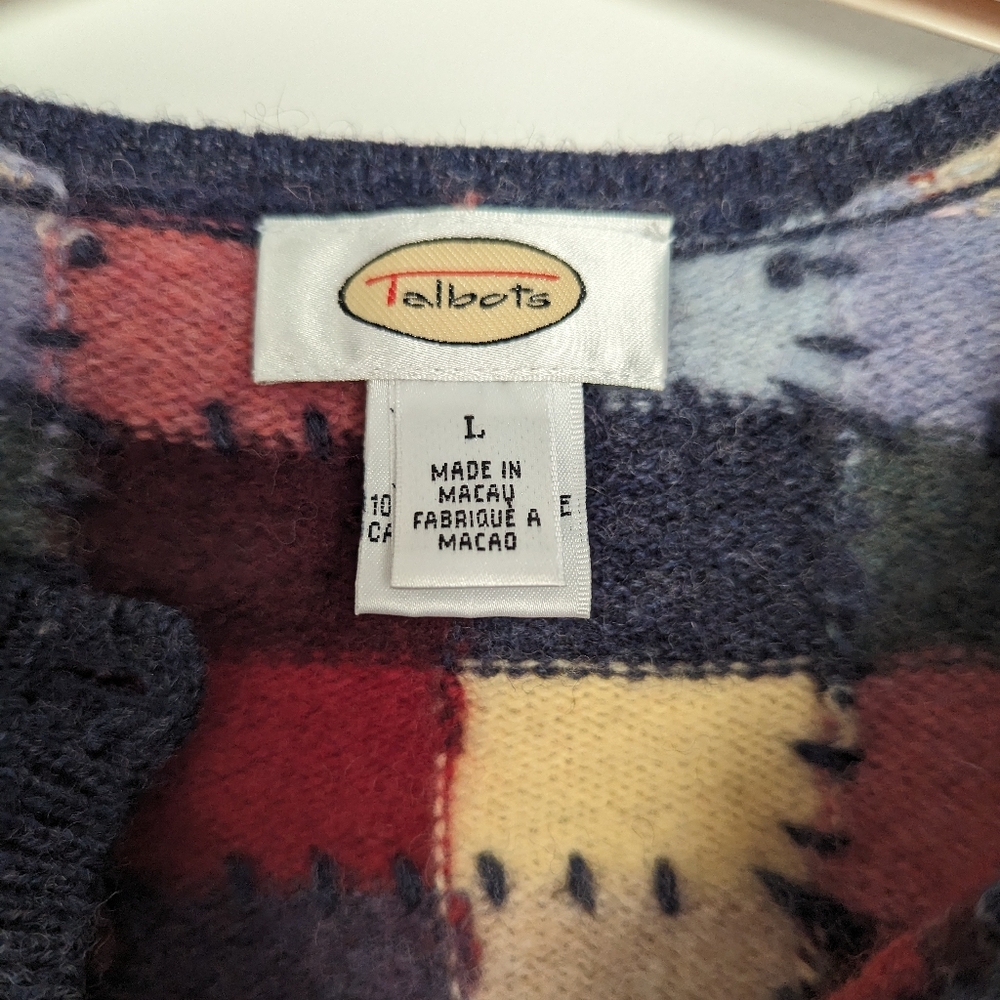 Wool Colorful Patchwork Cardigan, L - Picture 4 of 4